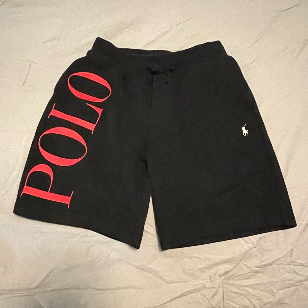 Polo by Ralph Lauren Black Athletic Shorts with Red POLO Design